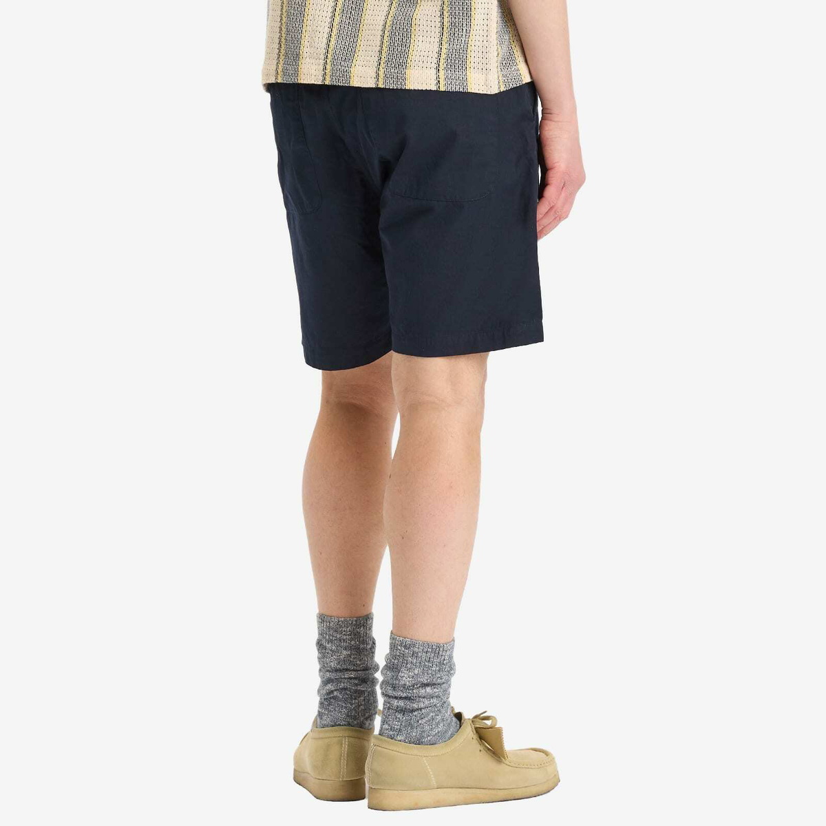 Universal Works Men's Military Shirting Simple Shorts in Navy