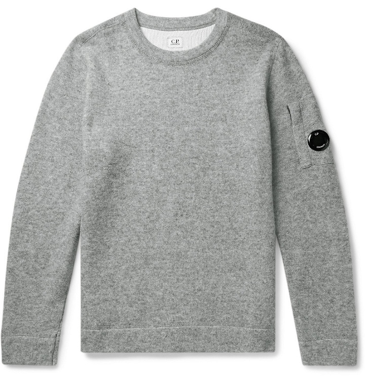 Photo: C.P. Company - Appliquéd Mélange Cotton-Blend Sweater - Gray