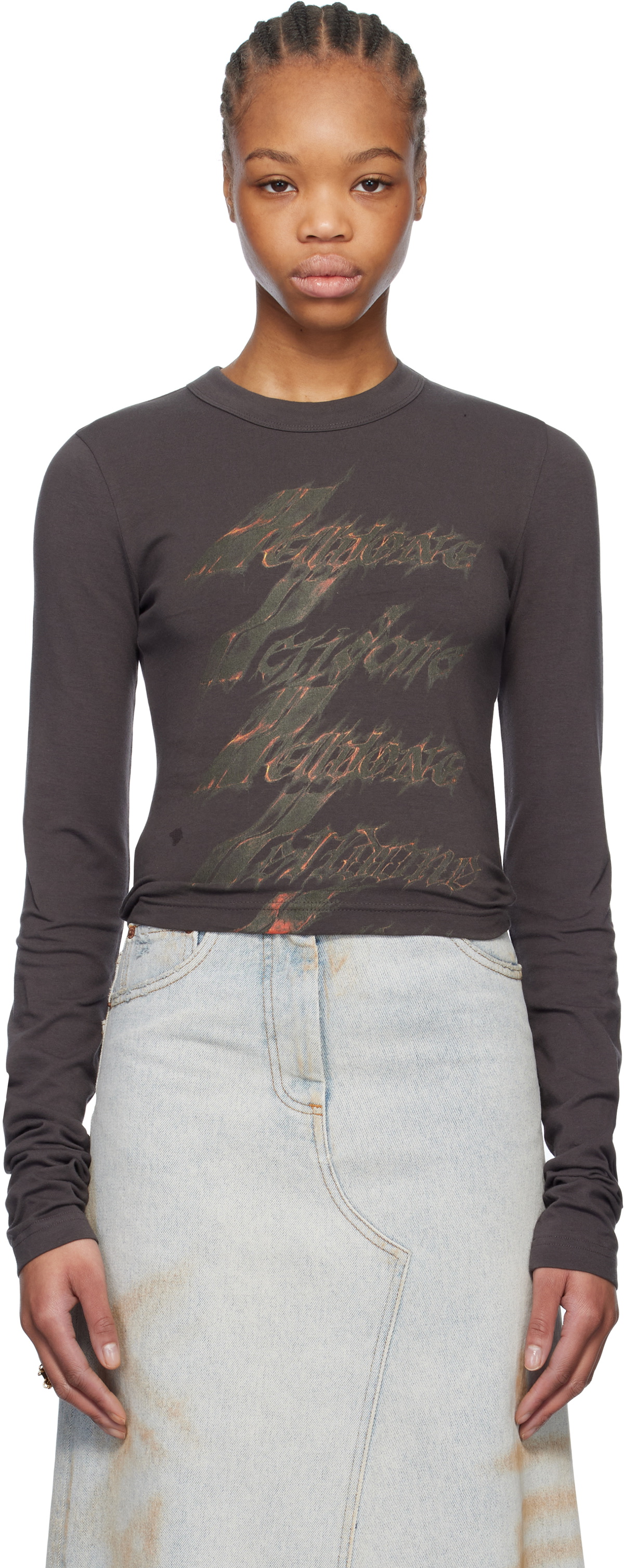 We11done Gray Spark Long-Sleeved T-shirt