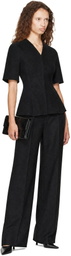 LISA YANG Black Doublé V Neck Top
