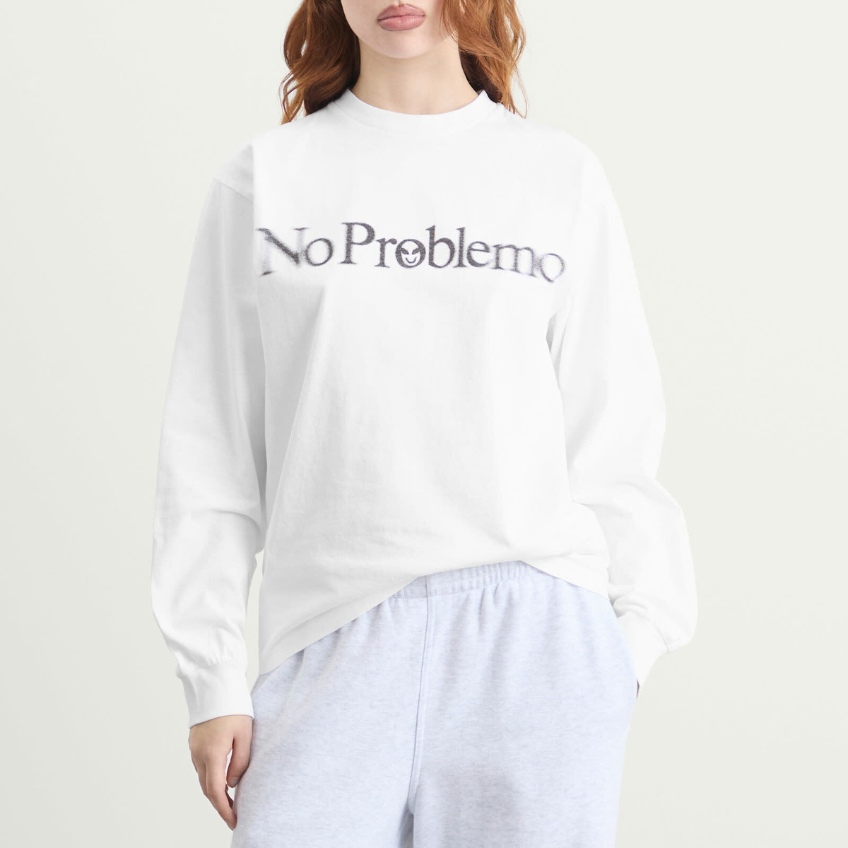 No Problemo Women's Smile Away Long Sleeve T-Shirt in White
