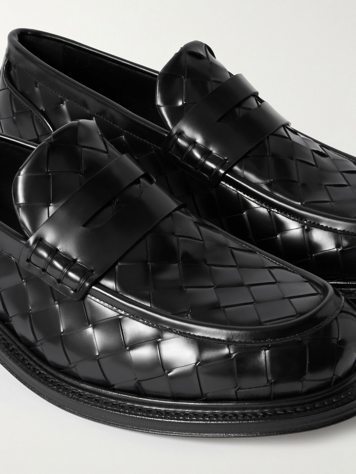 Bottega Veneta - James Woven Leather Penny Loafers - Black