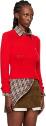 Acne Studios Red Cropped Crewneck Sweater