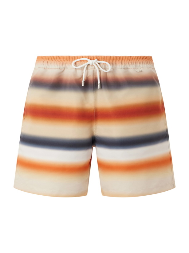 Photo: LOEWE - Paula's Ibiza Straight-Leg Mid-Length Striped Swim Shorts - Orange