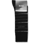 Hugo Boss - Two-Pack Striped Stretch Combed Cotton-Blend Socks - Black