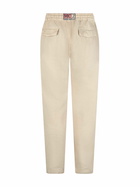 MC2 Saint Barth Man Off-white Linen Calais Pants With Drawstring