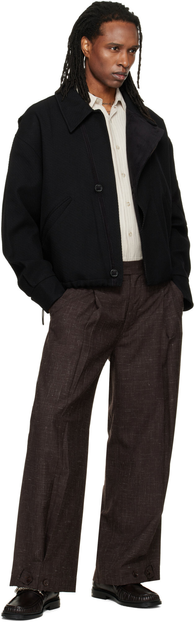 NULLUS Brown Layered Folded Trousers
