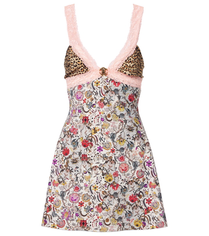 Photo: Roberto Cavalli Embellished lace-trimmed minidress
