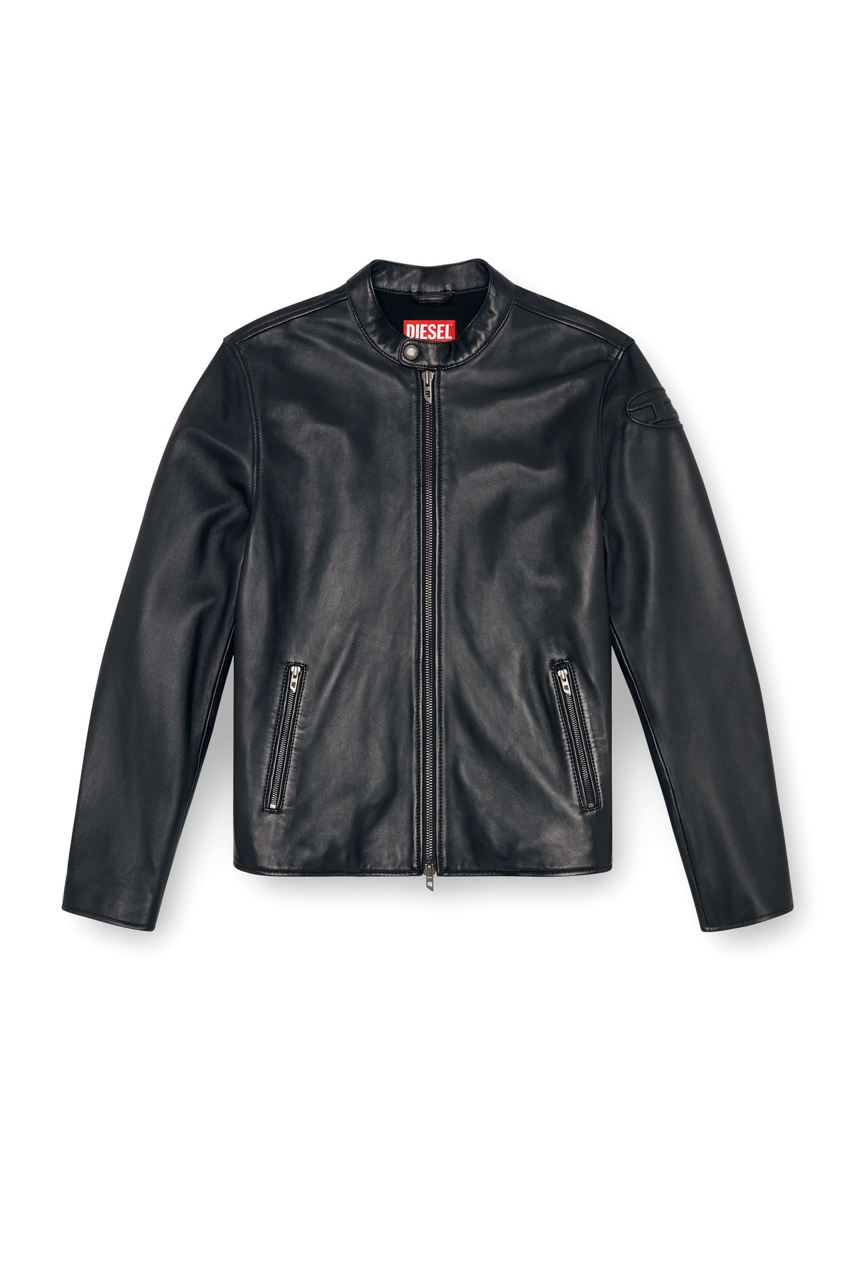 Diesel Leather biker jacket with embossed logo - Leather