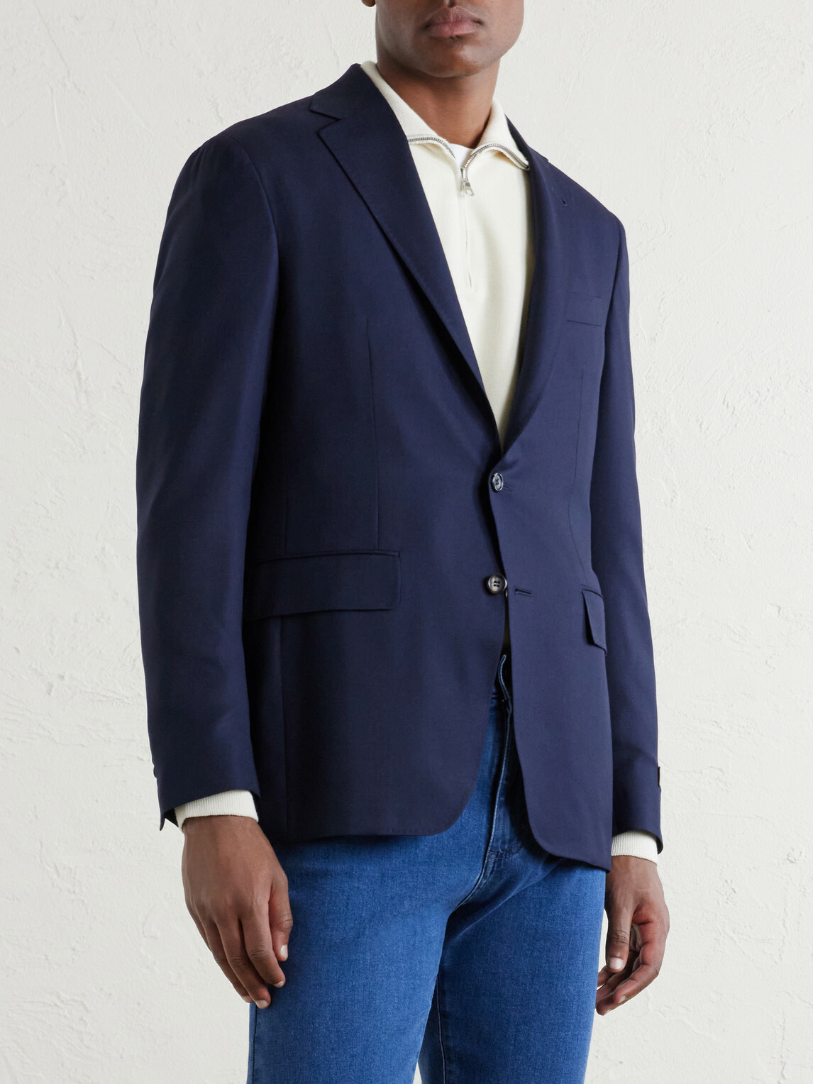 Canali - Kei Wool-Basketweave Blazer - Blue