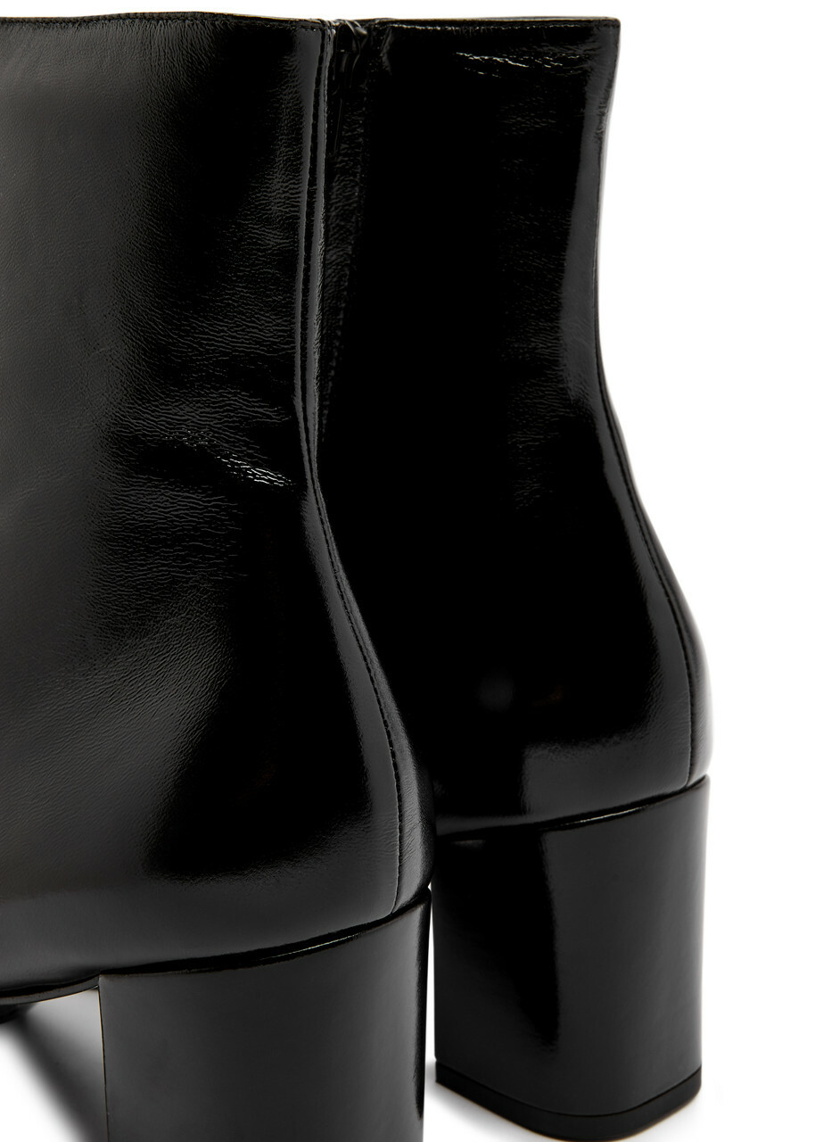 Saint Laurent Rainer 75 Patent Leather Ankle Boots Black Saint Laurent