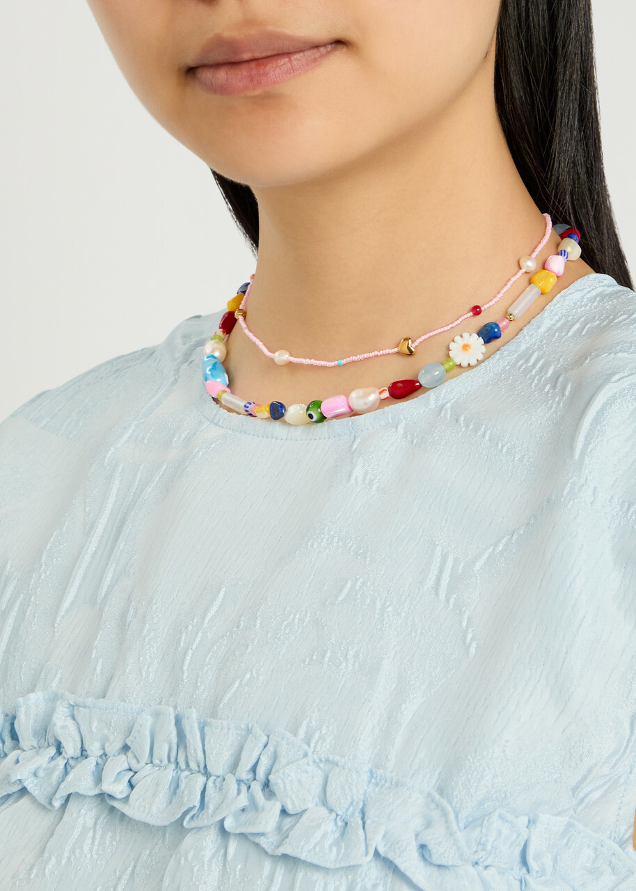 Anni LU Oh So Fine 18kt Gold-plated Beaded Necklace - Pink - One Size