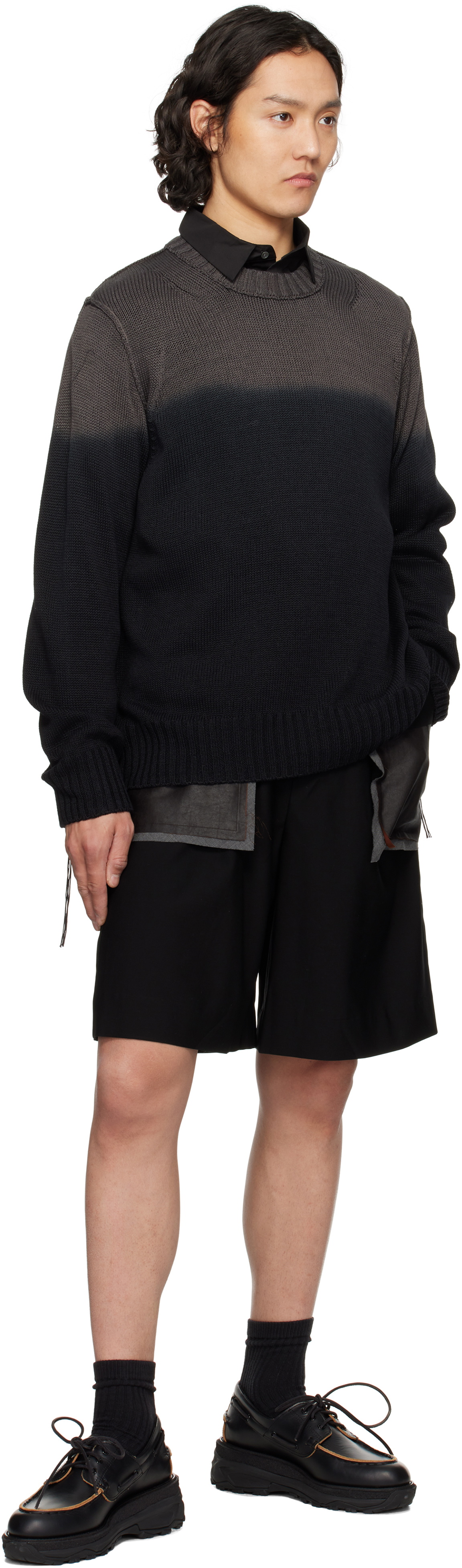 Feng Chen Wang Black Deconstructed Patchwork Shorts