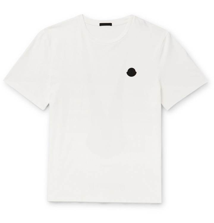 Photo: Moncler - Logo-Appliquéd Printed Cotton-Jersey T-Shirt - Neutrals