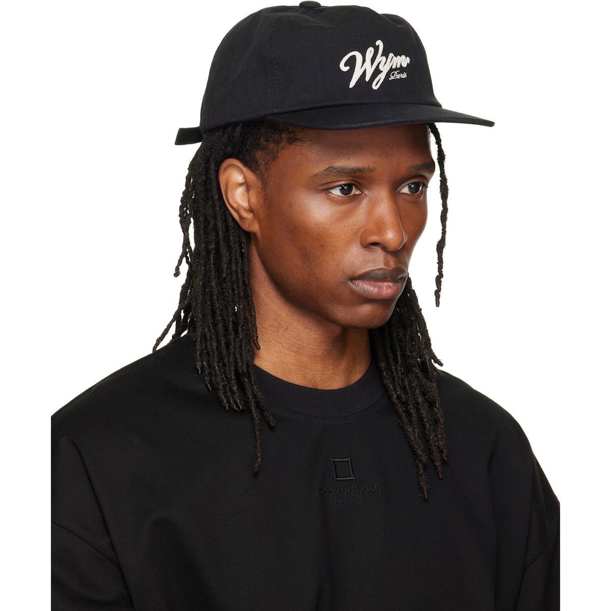 WOOYOUNGMI Black Flat Visor Baseball Cap