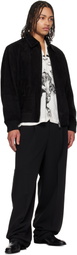 Hugo Black Pleat-Front Whipstitch Detail Trousers.