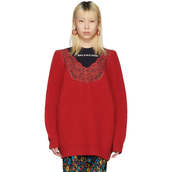 Balenciaga // Red Ribbed Knit Sweater Dress – VSP Consignment