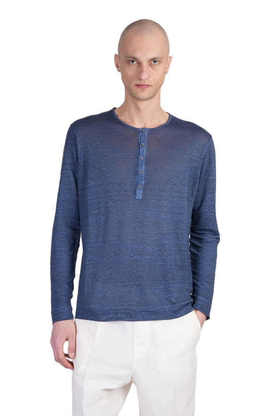 Photo: 120% Lino T-shirt In Blue Linen