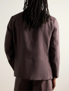 De Bonne Facture - Essential Unstructured Linen Suit Jacket - Purple