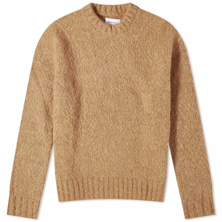 Photo: Norse Projects Men's Rasmus Relaxed Flame Alpaca Crew Knit in Camel