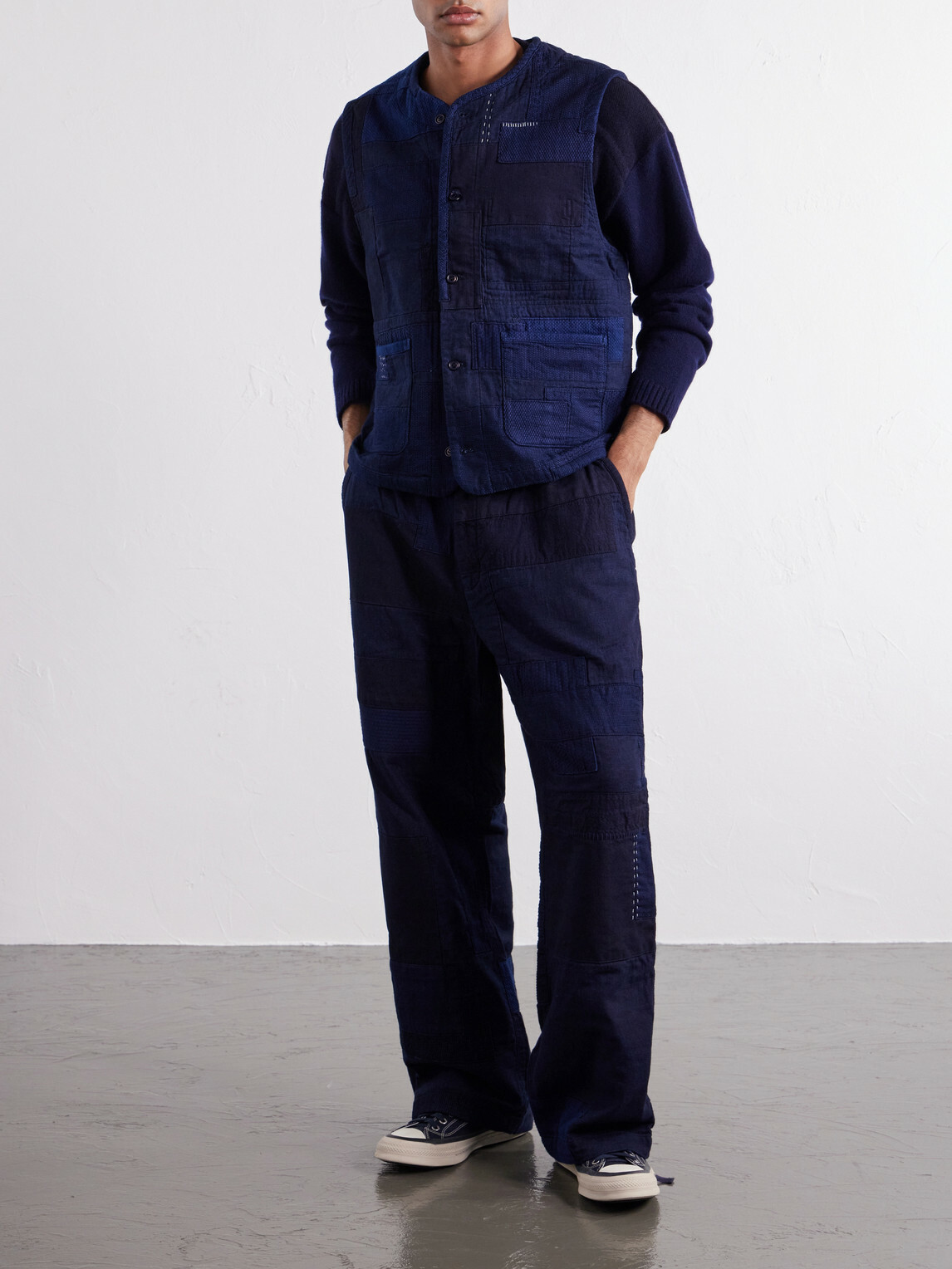 Blue Blue Japan - Nenrin Patchwork Cotton-Canvas Vest - Blue