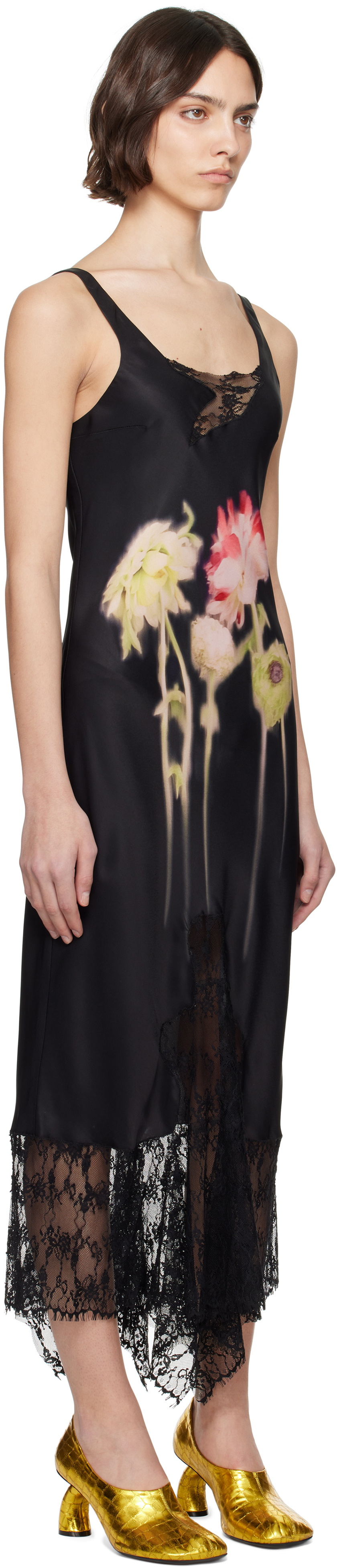 Collina Strada Black Anemone Midi Dress