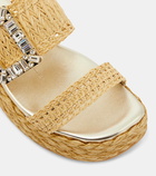 Roger Vivier Embellished raffia platform sandals