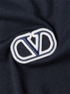 Valentino Garavani - Logo-Embroidered Cotton-Jersey T-Shirt - Blue