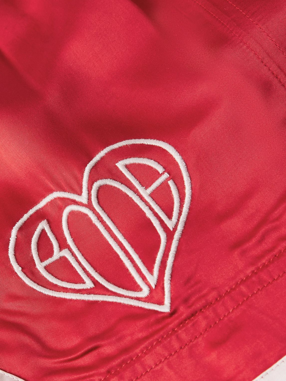 BODE - Wide-Leg Logo-Embroidered Two-Tone Satin Shorts - Red
