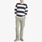Armor-Lux Men's Wide Stripe Long Sleeve T-Shirt in Milk/Marine Deep