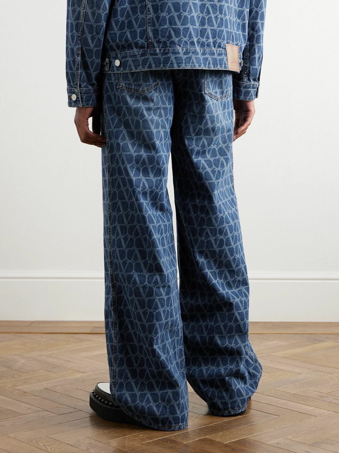 Valentino Garavani - Toile Wide-Leg Logo-Print Jeans - Blue