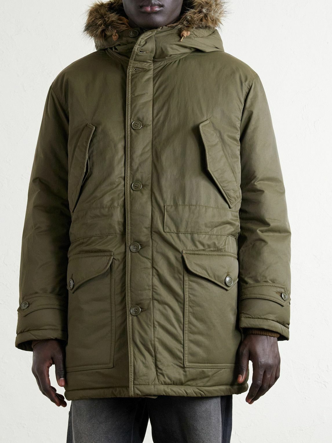 RRL - Plush-Trimmed Padded Shell Hooded Parka - Green