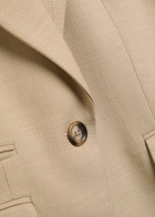 Veronica Beard Battista Gathered-sleeve Woven Blazer Khaki
