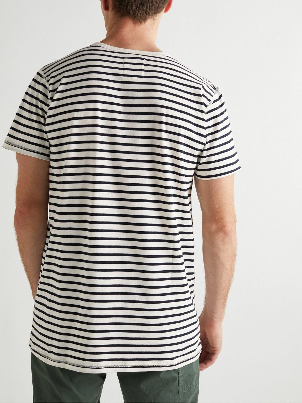Hemen Biarritz - Dani Striped Organic Cotton-Jersey T-Shirt - Blue