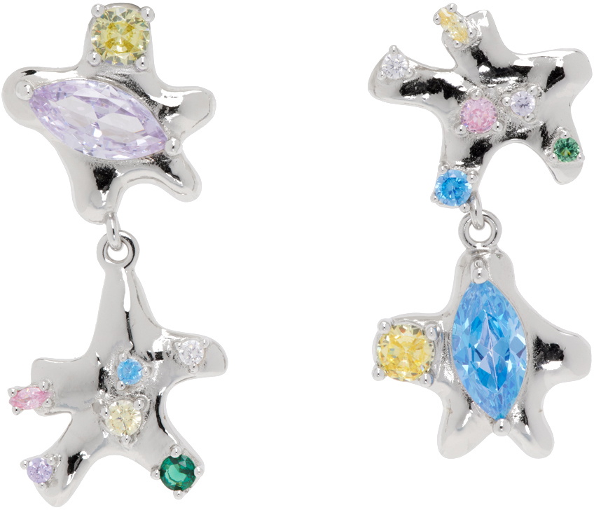 Collina Strada Silver Party Mix Star Dangle Earrings