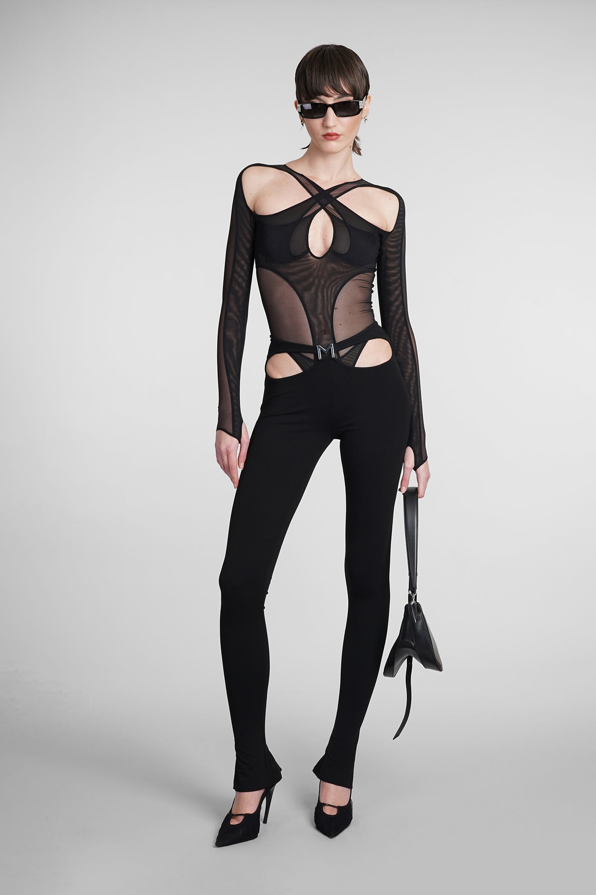 パンツ Mugler 'Cut-Out' Trousers Mugler cut-out wide-leg Trousers | Green | FARFETCH