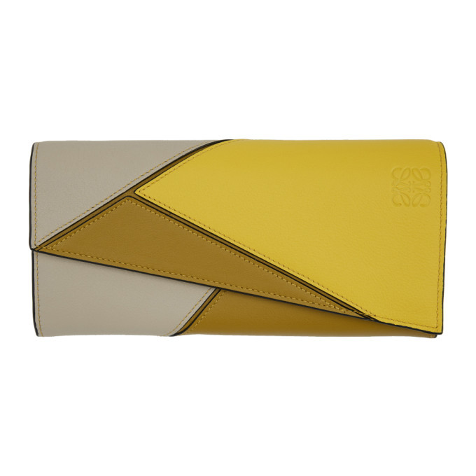 Loewe Yellow and Grey Puzzle Continental Wallet Loewe