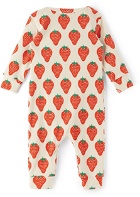 Bobo Choses Baby Off-White Strawberry All-Over Jumpsuit
