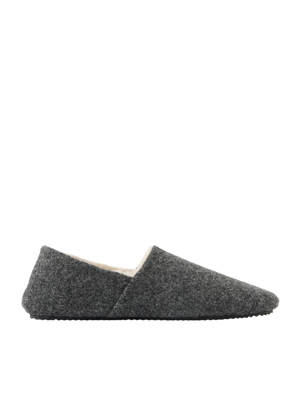 Photo: Mr P. - Shearling-Lined Woven Slippers - Gray