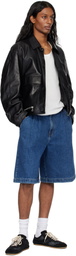 Solid Homme Blue Pleated Denim Shorts
