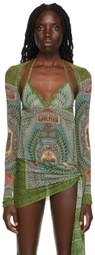 Jean Paul Gaultier SSENSE Exclusive Green Banknote Cardigan
