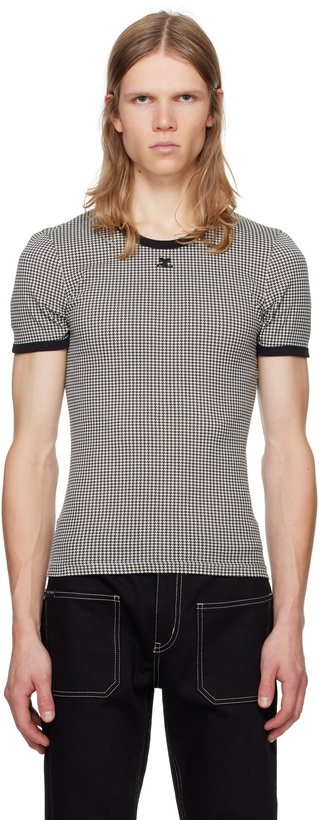 Photo: Courrèges Black & White Contrast Houndstooth T-shirt