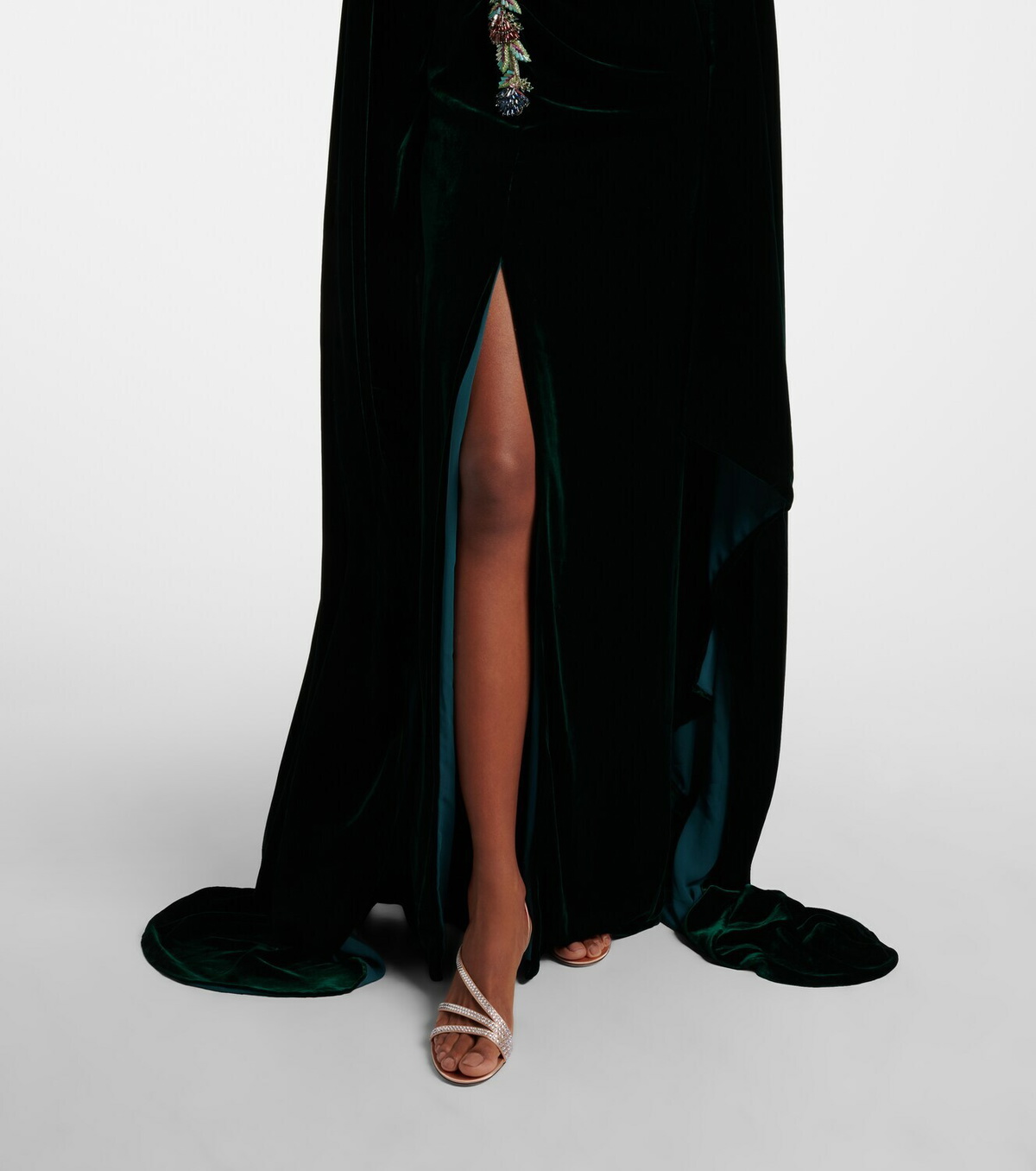 Costarellos Brisha caped embellished velvet gown