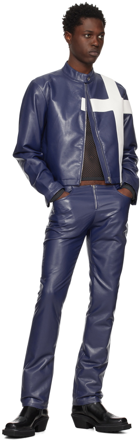 Blue pleather outlet jacket