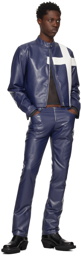 Mowalola Blue Paneled Faux-Leather Jacket