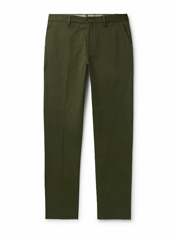 Photo: Etro - Slim-Fit Cotton-Blend Twill Trousers - Green