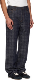 Burberry Navy Loose Check Jeans