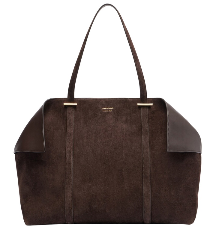 Photo: Ferragamo Scarf Large suede tote bag