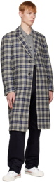 Thom Browne Gray & Blue Tartan Coat