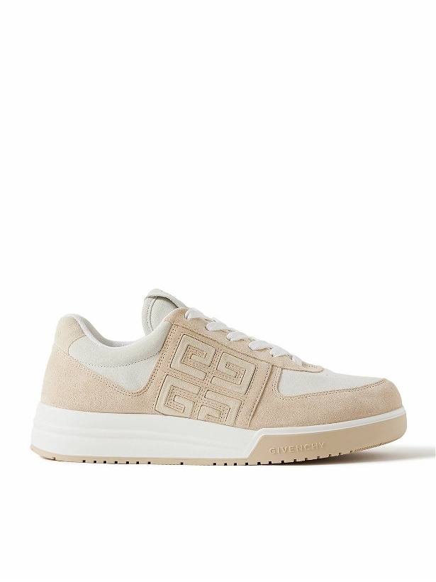 Photo: Givenchy - G4 Logo-Embossed Suede Sneakers - Neutrals